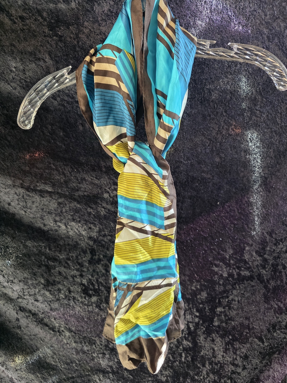 Vibrant Turquoise & Yellow Silk Striped Women's Scarf